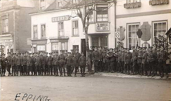 Troops outside the Thatched House - WW1 period