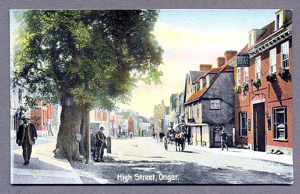 High Street, Ongar in 1911 - the Kings Head is clearly to be seen on the right