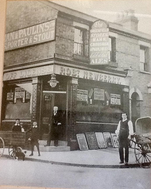 The Greenfield Stores, 61 Milton Road, Walthamstow - probably in 1906 with three generations of the Newberry's.
