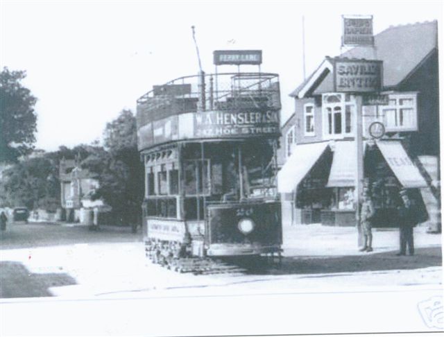 Napier Arms, Fullers Road/Woodford New Road, Woodford and superb tram shot