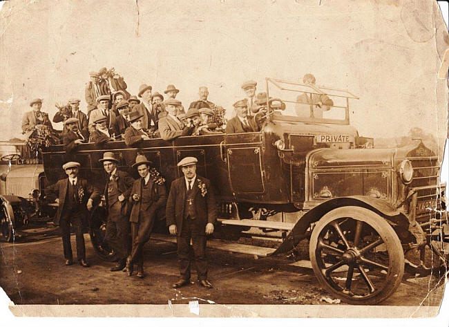 The photo of the charabanc outing was from Durham Castle, 40 Camden Grove north, Peckham, taken between 1911- 1934. My Great Grandfather Alfred Long the man in the front middle was landlord at the time.
