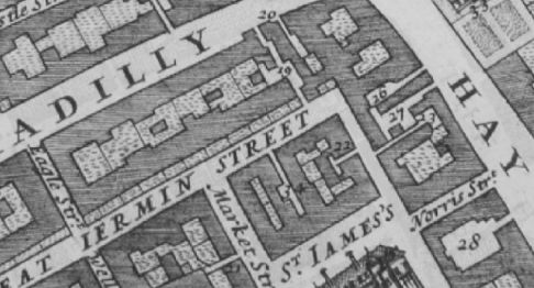 Morgans map of London in 1682 for Great Jermyn street lists '34 Bull Inne.