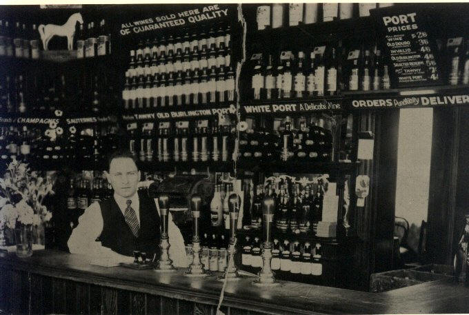 George John Cole behind the bar at the Coronation Stores - circa 1930