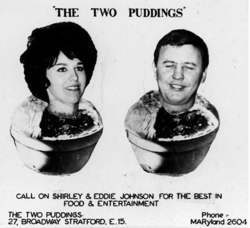 Two Puddings - Shirley & Eddie Johnson - Maryland 2604 business card - pre 1967