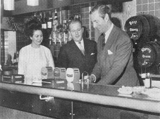 Col G R Judd pulling the first pint at the Essex Yeoman in 1968