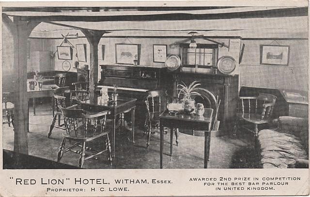The Red Lion Hotel, Witham - Awarded 2nd prize for the best bar parlour in the United Kingdom - 1925 (Proprietor - H C Lowe)