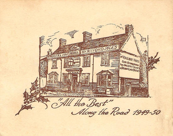 Railway Hotel, 8 Station Road, St Margarets - Christmas Card 1949 - 50