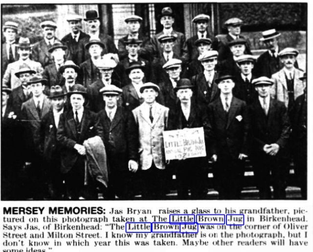 James Bryan raises a glass to his grandfather at the Little Brown Jug, Oliver street, Birkenhead