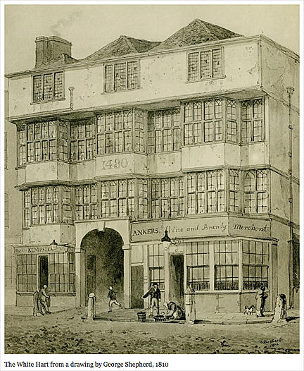 White Hart, Bishopsgate Street from a drawing by George Shepherd in 1810 - proprietor William Ankers