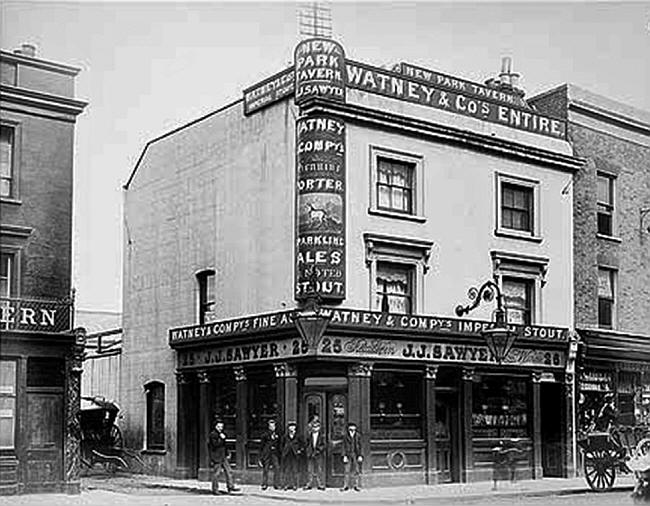 New Park Tavern, 25 Bridge Road, Battersea  - in 1891 with landlord J J Sawyer