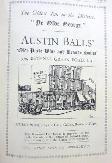 The 1928 advert for the Old George, naming Austin Balls as licensee