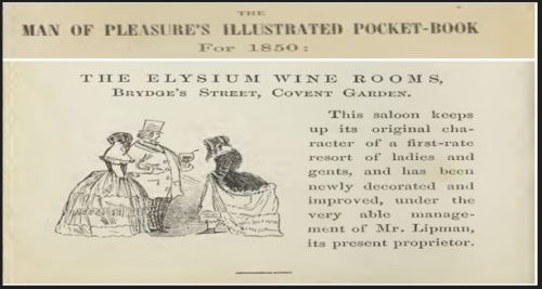 The Elysium' Wine Rooms, Brydge Street, Covent Garden