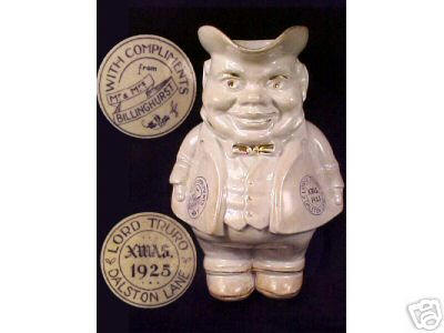 An 8 1/2" tall Toby jug from the Lord Truro pub in London, Xmas 1925 - from Mrs & Mrs Billinghurst