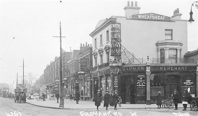 Wheatsheaf, 163 Goldhawk Road at the corner of Brackenbury road, Shepherds Bush, Hammersmith - circa 1900, Landlord is Tom D Cooper