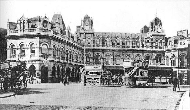 The Highbury and Islington station with The Cock Tavern on the left - circa 1900