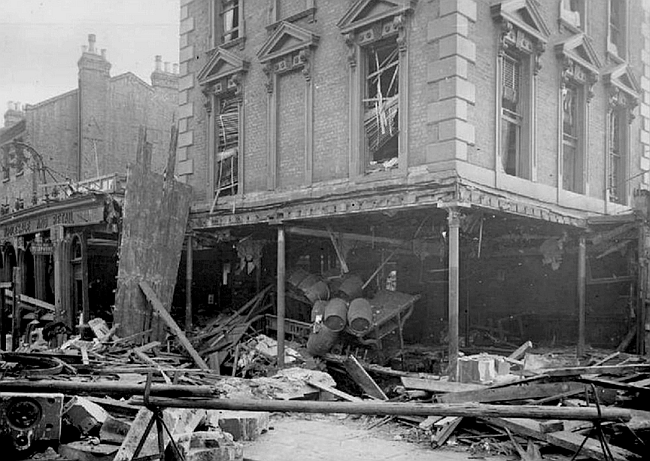 Eaglet, 124 Seven Sisters Road, N7 - bomb damage in 1917 and obviously rebuilt