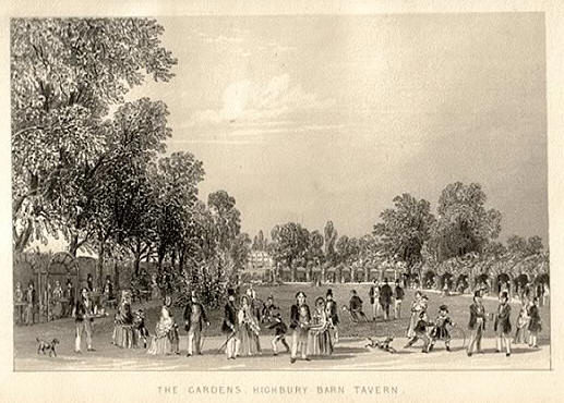 The Gardens, Highbury barn Tavern - in 1850