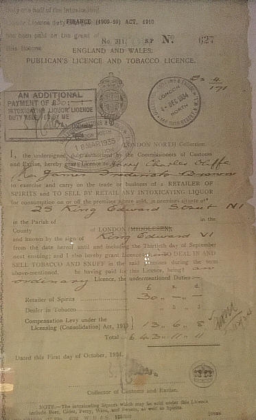 18 March 1935 - Licence to Harry Charles Olliffe to sell intoxicating liquor