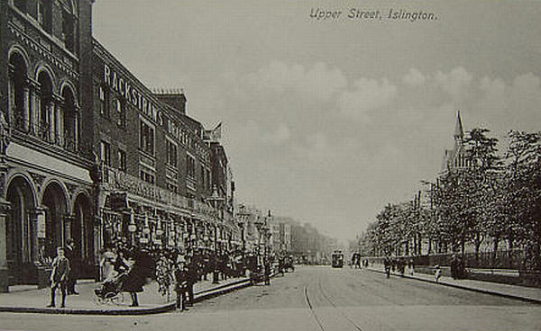 Upper Street, Islington with the Hope & Anchor at the left side