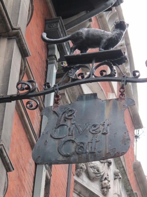 Civet Cat, 74 Kensington High Street - in 2013 and shows one of the 1904 metal signs still in position.