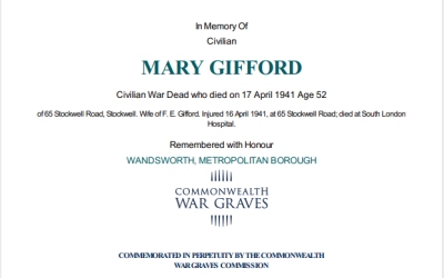 In memory of civilian Mary Gifford - Commonwealth War Graves