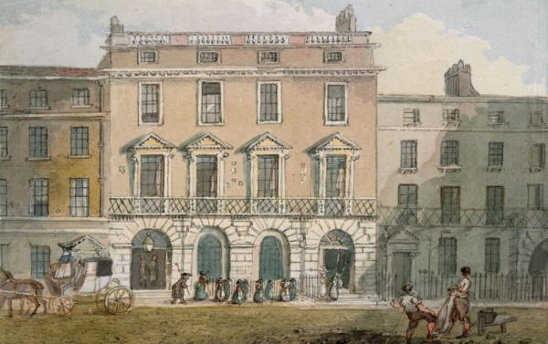 Watercolour of the Freemasons Tavern, Great Queen street by John Nixon in 1800