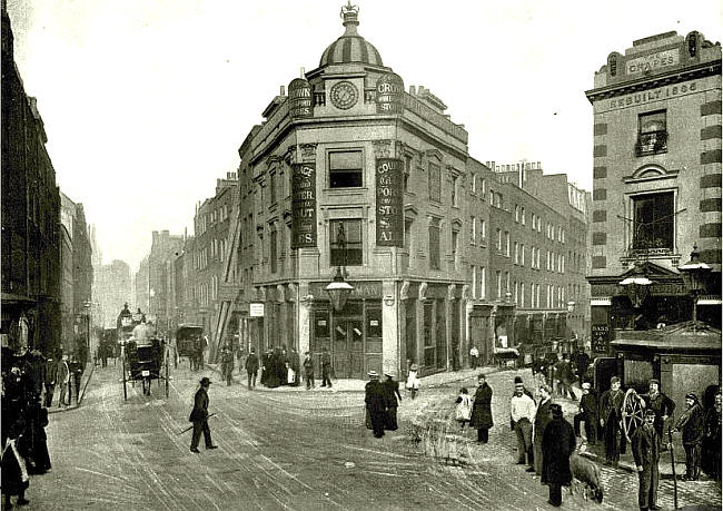Grapes, 1 Great Earl Street, Seven Dials in 1896 - to the right