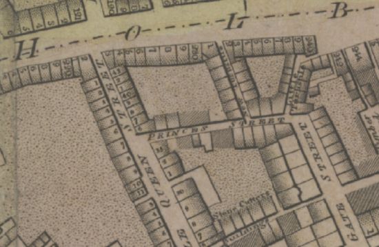 Little Turnstile, 240 High Holborn in 1799 Horwood map