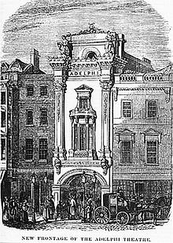 In the enclosed engraving of 1840, the Hampshire Hog is the building to the right of the Adelphi Theatre