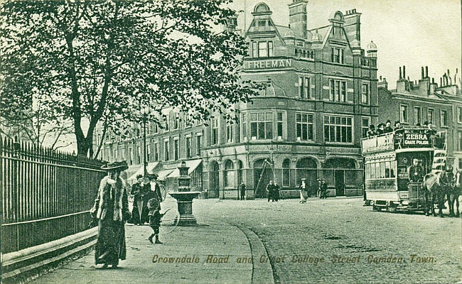 College Arms, Crowndale road at the corner of Great College street, circa1900 with landlord A Freeman
