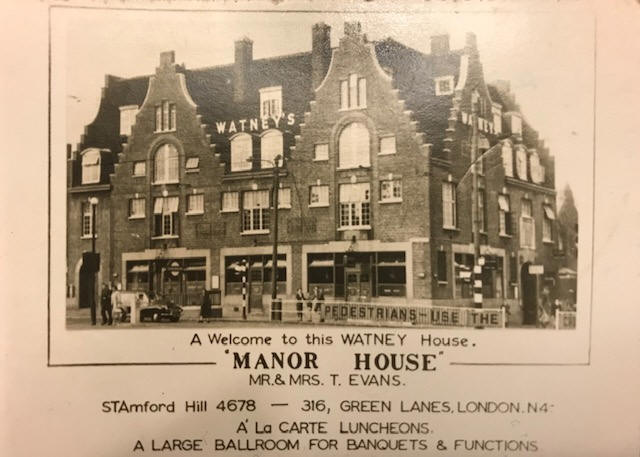 Manor House, 316 Green Lanes N4 - pre 1967. Mr & Mrs T Evans 