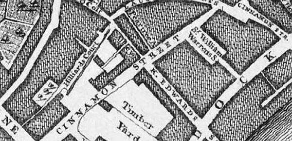 Sir William Warren street / Cinnamon street in 1746