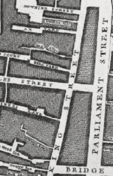 In the John Rocques 1746 Map of London, King street has been joined by the building of new Parliament street. Downing street can also be seen at the top end of King street.