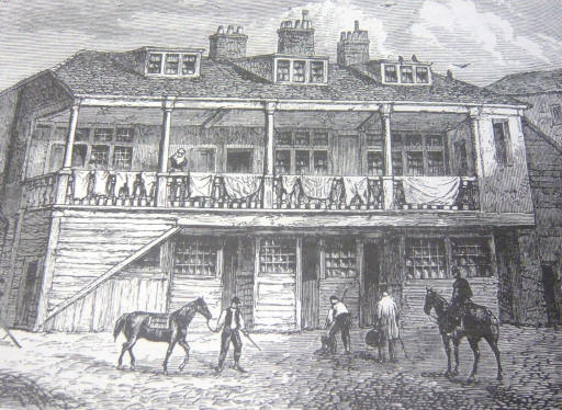 Black Lion, 10 Whitefriars Street, EC4 - an engraving showing the inn�s courtyard published in 1859