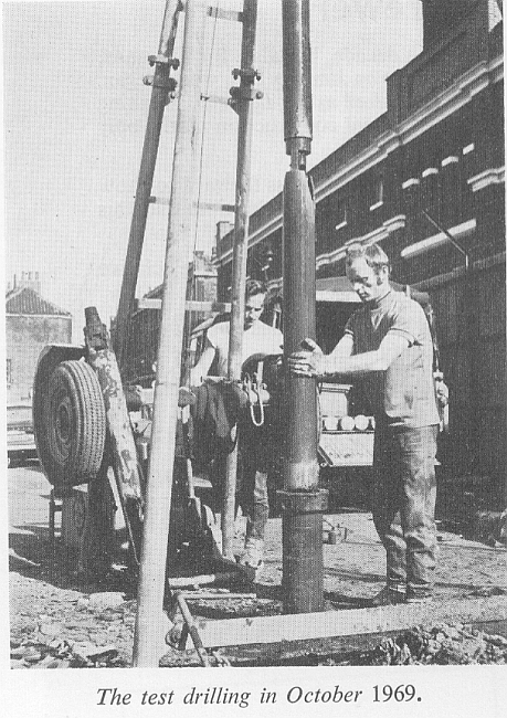 Test drilling in October 1969 in preparation for the new London Brewery