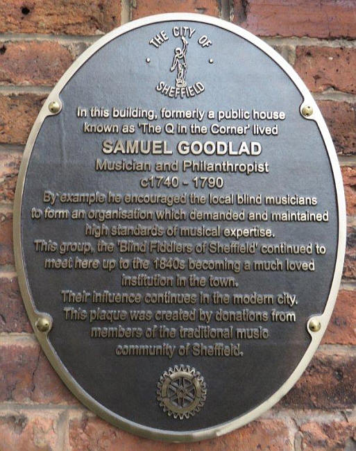 Q in the Corner, Memorial Plaque to Samuel Goodlad - in December 2014